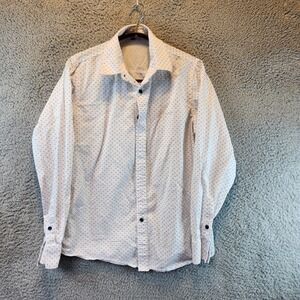Muse Fath Shirt Mens Small White Printed Cotton Long Sleeves Collared‎ Button-Up